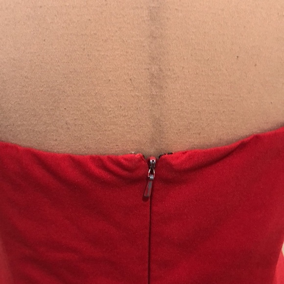 Black Halo Red Bowery Formal Maxi Dress Size 10 Ruched Slit Gown - Picture 5 of 11